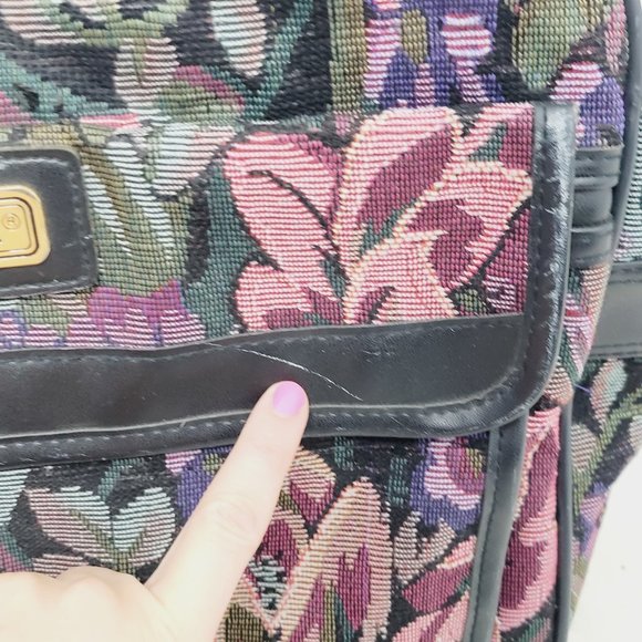 Jordache Vintage Pink Floral Woven Overnight Carry On Luggage Travel Bag Strap - Picture 3 of 14